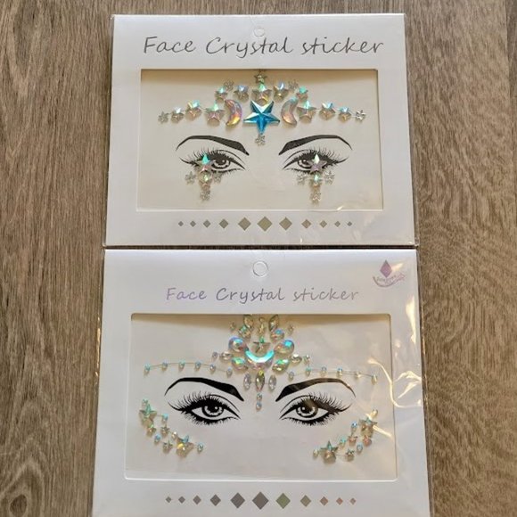 iHeartRaves Accessories - Set of 2 Star & Moon Face Jewels